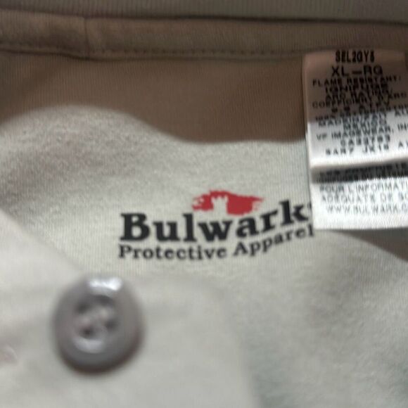Bulwark Mens Flame Resistant Long Sleeve Gray Cotton Henley Shirt size XL SEL2GY - Picture 4 of 8